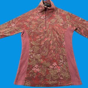 Columbia Womens Size XS Quarter-Zip Fleece Pullover Sweater Top Floral Pattern